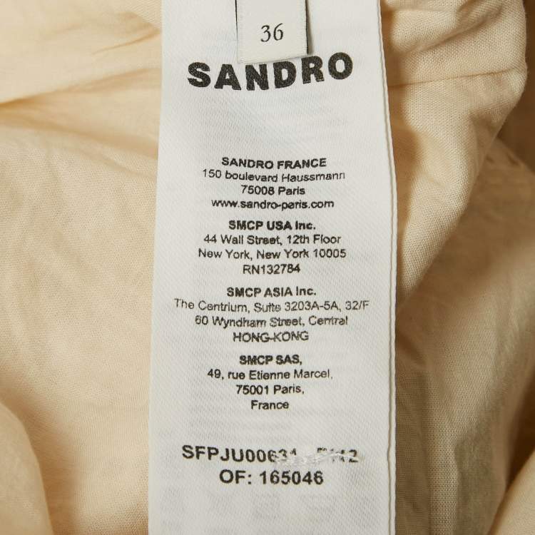 Pre Owned Sandro Beige Broderie Anglaise Tiered Mini Dress S