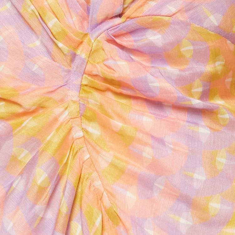 Pre Owned Sandro Pink Printed Silk Blend Crossover V-Neck Midi Dress M