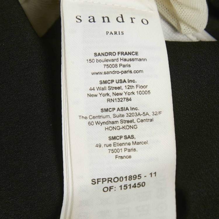 Pre Owned Sandro White /Black Lace & Tweed Bow Detailed Mini Dress L