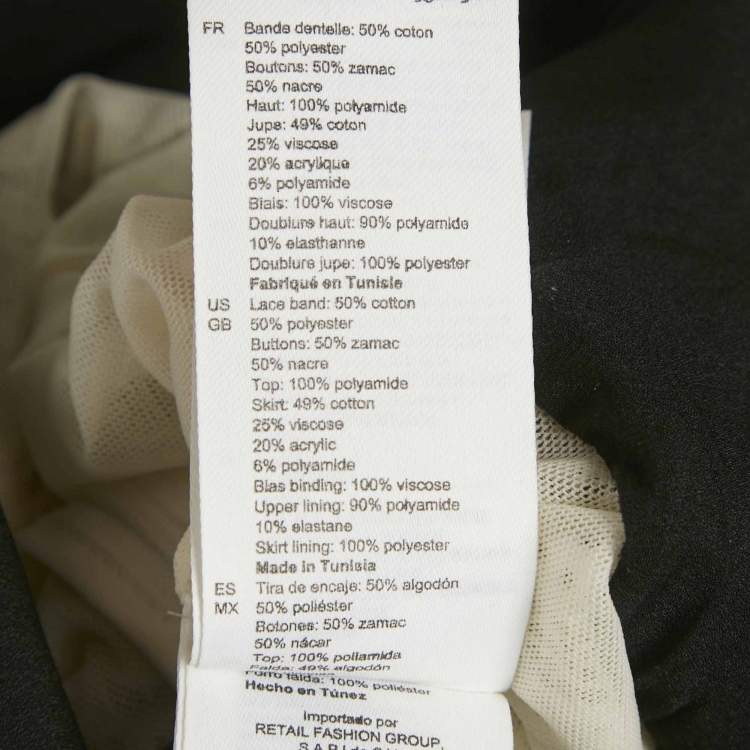 Pre Owned Sandro White /Black Lace & Tweed Bow Detailed Mini Dress L