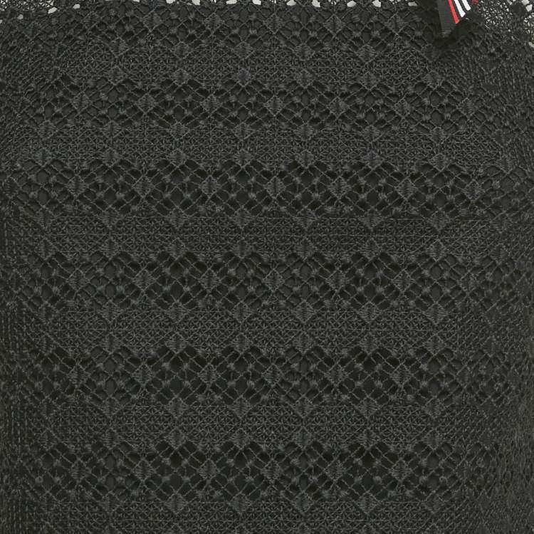 Pre Owned Sandro Black Lace Ruffled Sleeveless Tie Neck Detail Fidele Mini Dress M