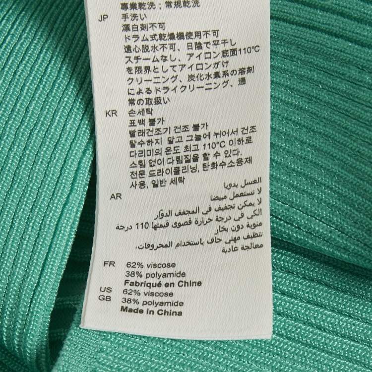 Pre Owned Sandro Turquoise Green Rib Knit Ruched Alcudia Top XL