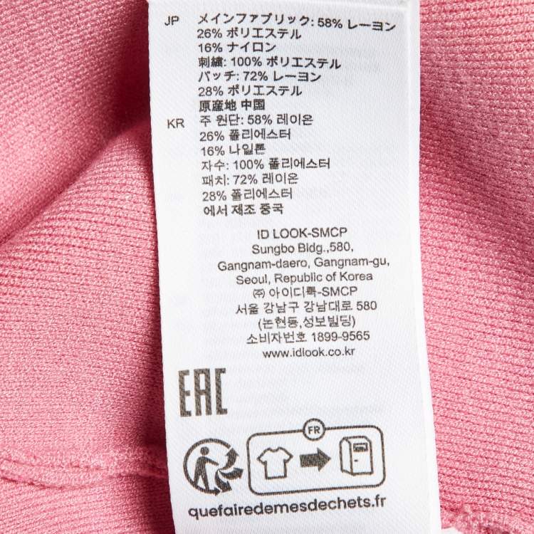Pre Owned Sandro Pink & Cream Knit Button Front Cardigan S