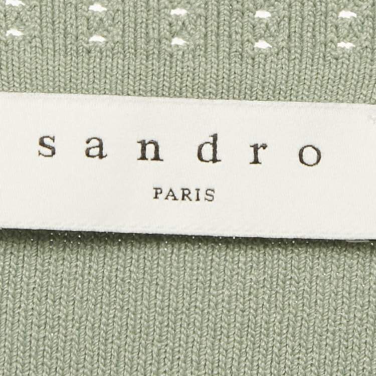 Pre Owned Sandro Green Stretch Knit Flared Short Dress S