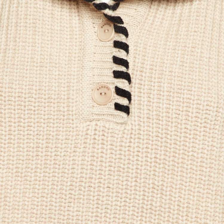Pre Owned Sandro Beige Wool Knit Turtleneck Collar One Size