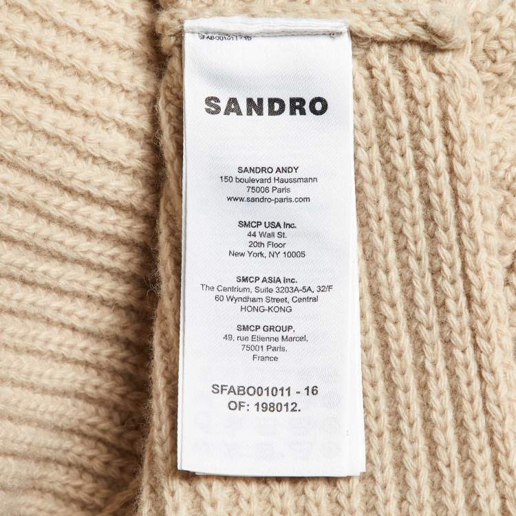 Pre Owned Sandro Beige Wool Knit Turtleneck Collar One Size