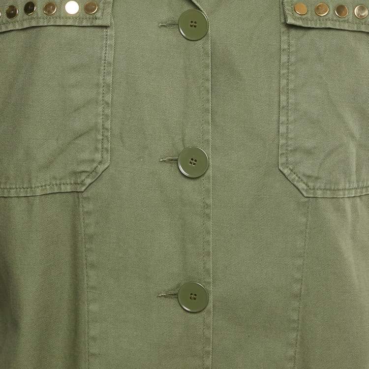 Pre Owned Sandro Green Cotton Studded Jacket S