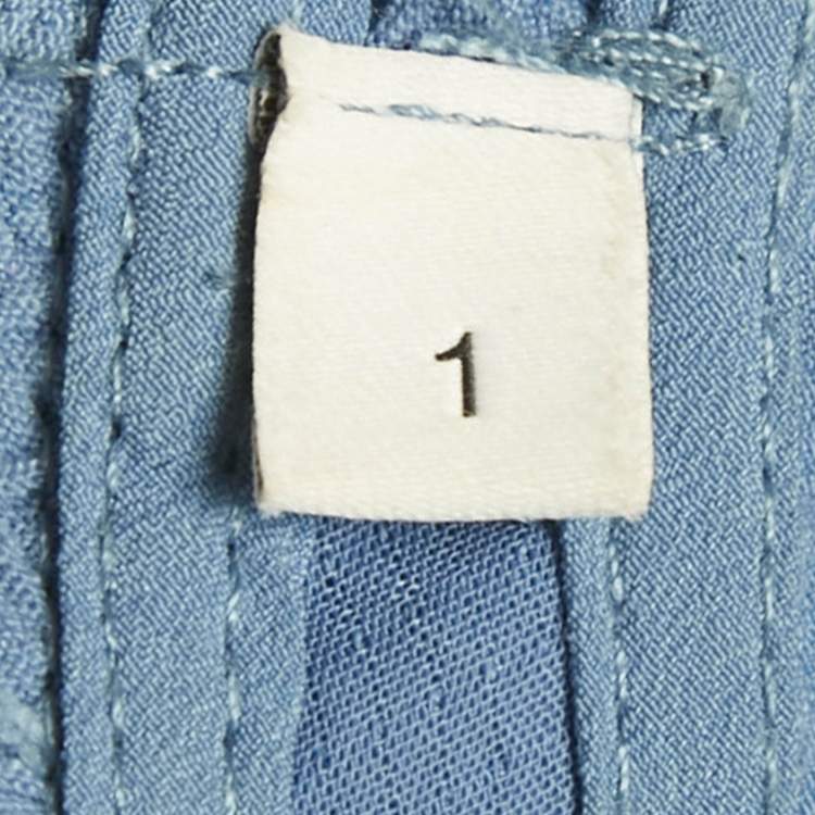 Pre Owned Sandro Blue Crepe Ruffle Detail Mini Dress S
