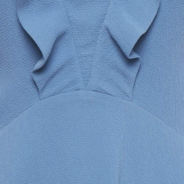 Pre Owned Sandro Blue Crepe Ruffle Detail Mini Dress S