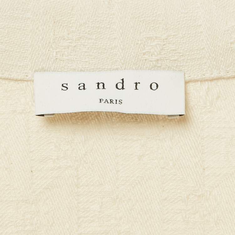 Pre Owned Sandro Beige Jacquard Zip Front Mini Dress M