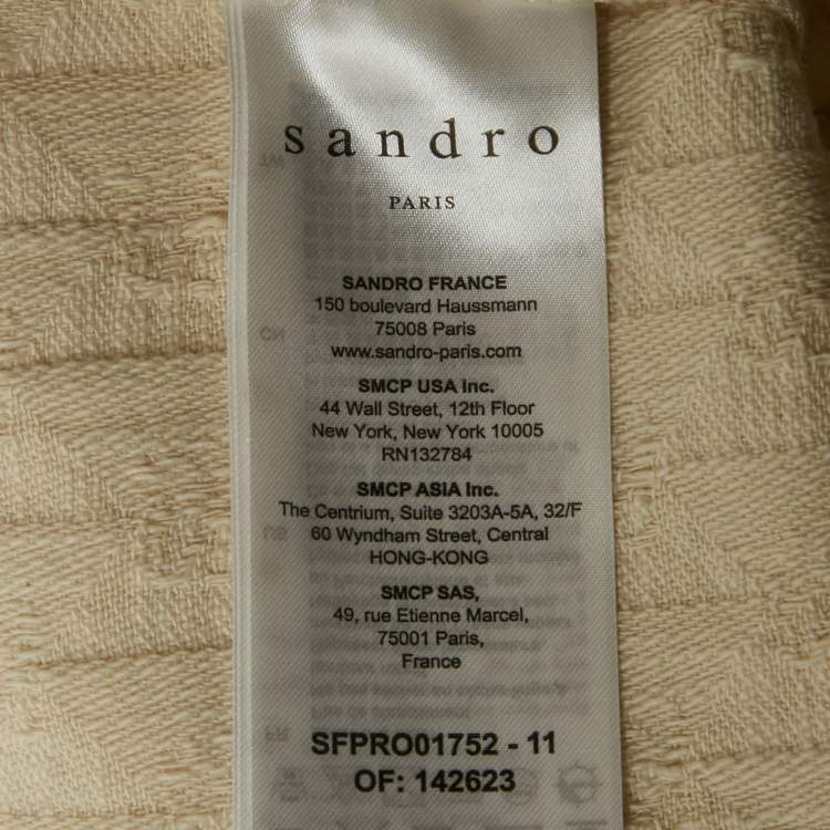 Pre Owned Sandro Beige Jacquard Zip Front Mini Dress M