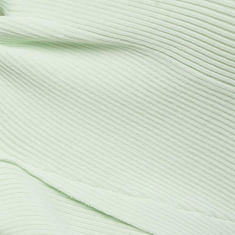 Pre Owned Sandro Light Green Rib Knit Cut-Out Crop Top S