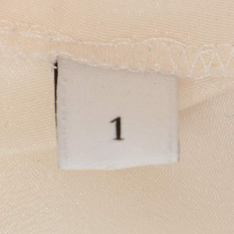 Pre Owned Sandro Light Beige Crepe Ruffle Trip Long Sleeve Shirt S