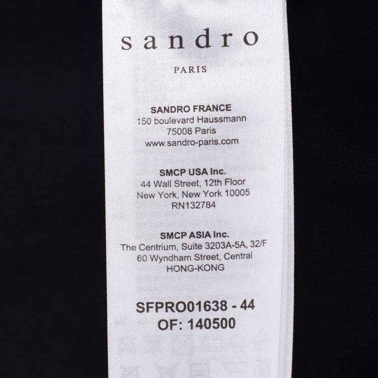Pre Owned Sandro Navy Blue Crepe Pleated Polo Dress M