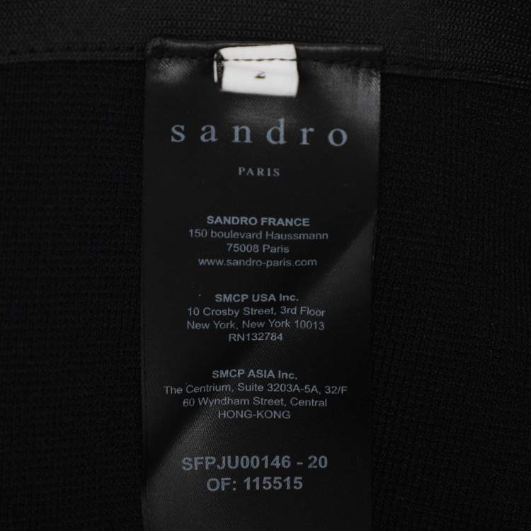Pre Owned Sandro Black Rib Knit Embellished Oria Mini Skirt S