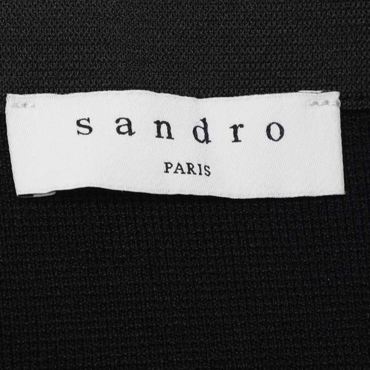 Pre Owned Sandro Black Rib Knit Embellished Oria Mini Skirt S