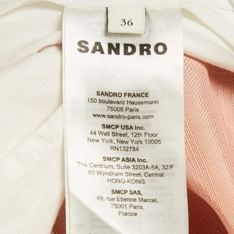Pre Owned Sandro Poudre Pink Crepe Straight Fit Trousers S