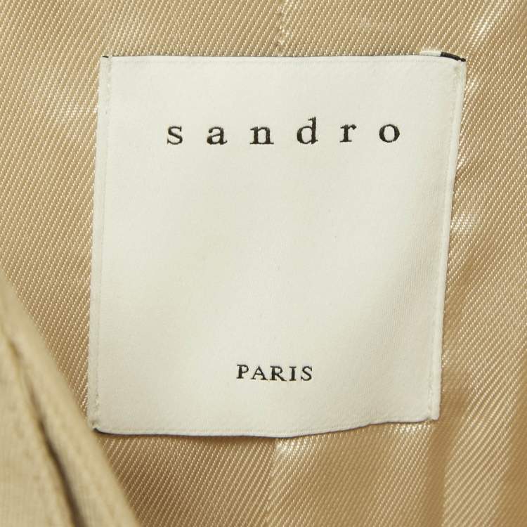 Pre Owned Sandro Beige Crepe Pleated Trench Coat S