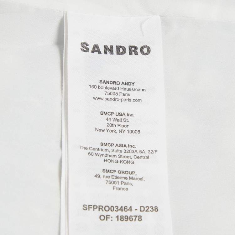 Pre Owned Sandro Blue /White Lurex Tweed Fridge Detail Mini Dress XL
