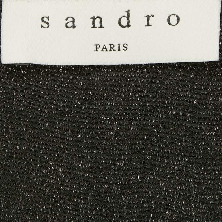 Pre Owned Sandro Black Printed Silk Mini Dress M