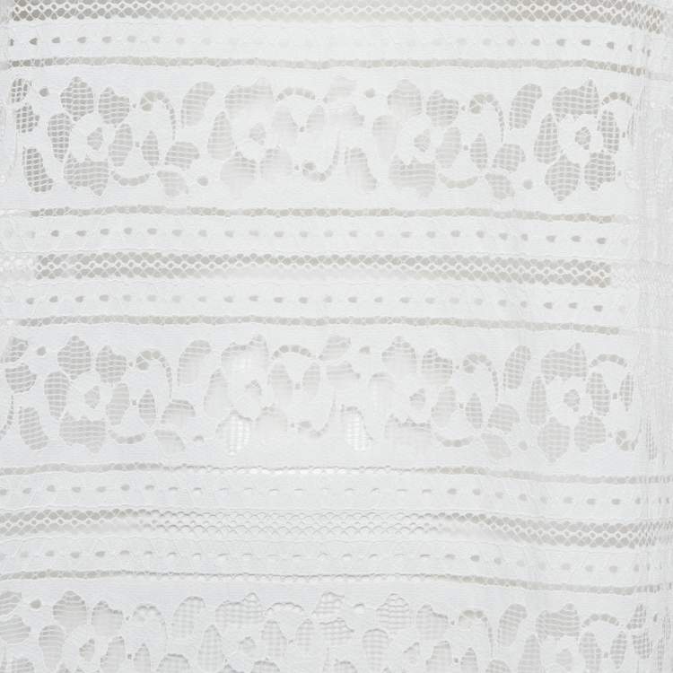 Pre Owned Sandro White Lace Turtle Neck Top L