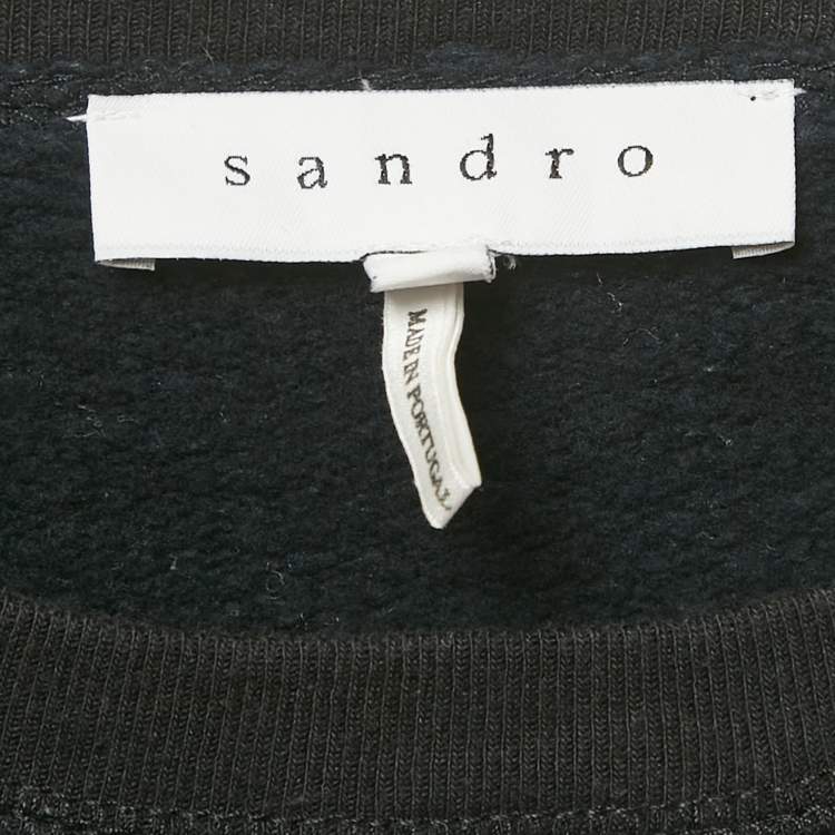 Pre Owned Sandro Navy Blue Embellished Detail Cotton Sweatshirt M