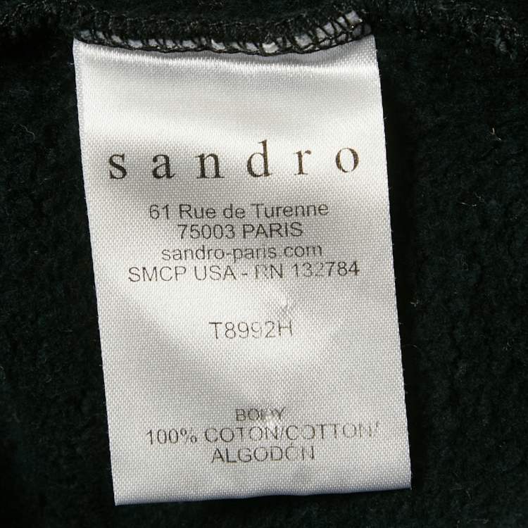 Pre Owned Sandro Navy Blue Embellished Detail Cotton Sweatshirt M