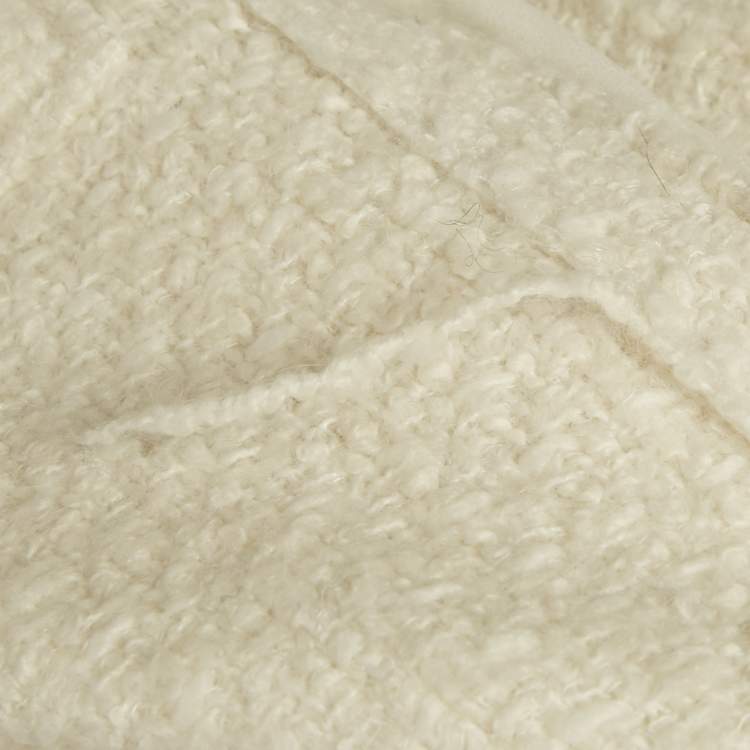 Pre Owned Sandro White Tweed & Plisse Mini Coat Dress S 