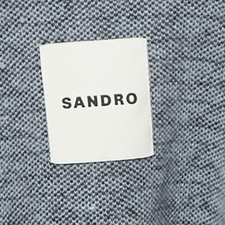 Pre Owned Sandro Blue / Black Patterned Knit Oversized Cardigan XS  