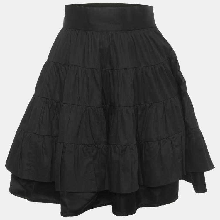 Pre Owned Sandro Black Cotton Tiered Mini Skirt XS