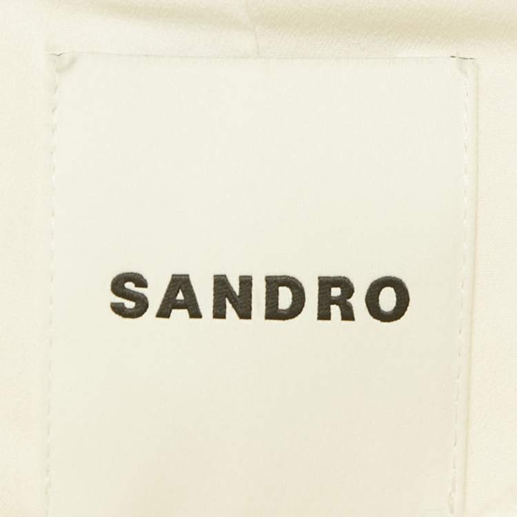 Pre Owned Sandro Ecru Tweed Crop Jacket and Mini Skirt Set S