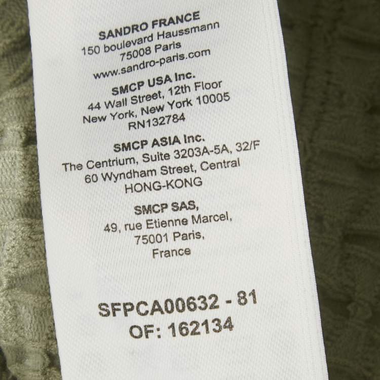 Pre Owned Sandro Light Green Fancy Stitch Knit Jacket and Skirt Set XS