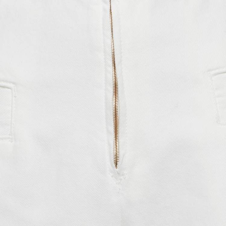 Pre Owned Sandro White Cotton Drill Wide Leg High Waist Jeans M