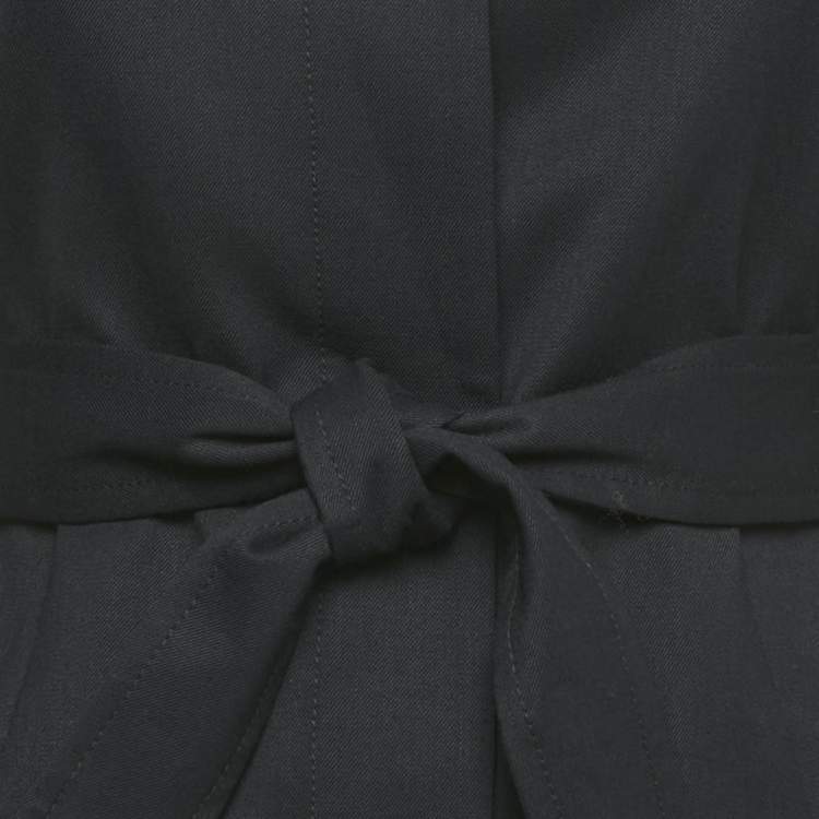 Pre Owned Sandro Navy Blue Wool Blend Pleated Insert Trench Coat L