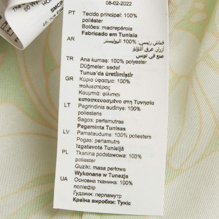 Pre Owned Sandro Green Floral Print Satin Top & Shorts Set XS