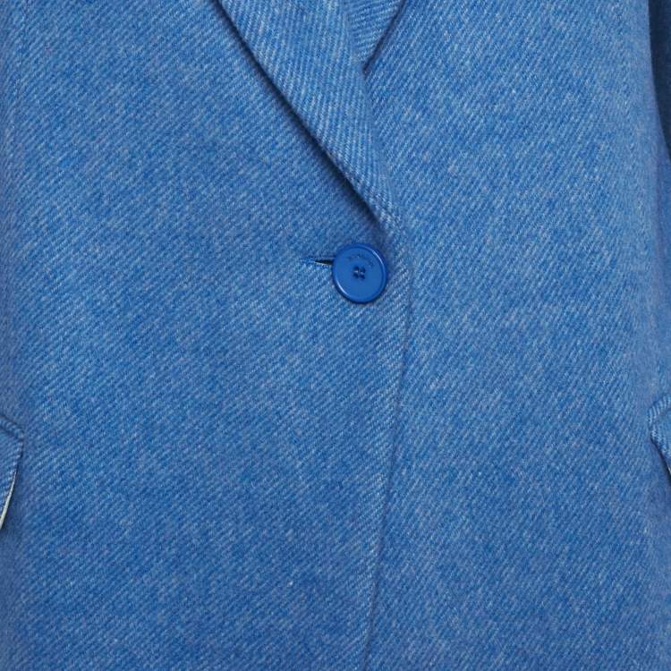 Pre Owned Sandro Blue Wool Blend Oversized Tailored Jacket XS