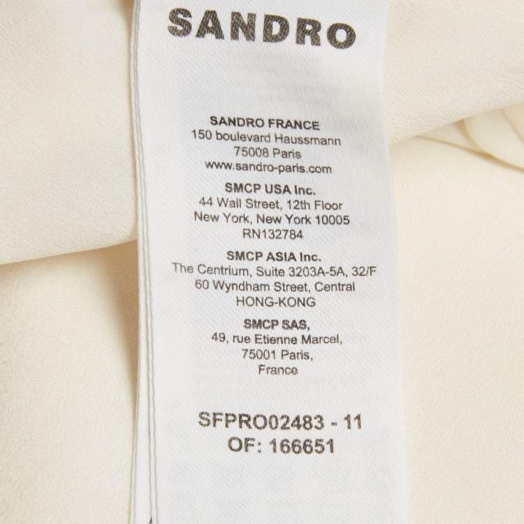 Pre Owned Sandro Off White Tweed Zip -Up Gregoria Mini Dress M