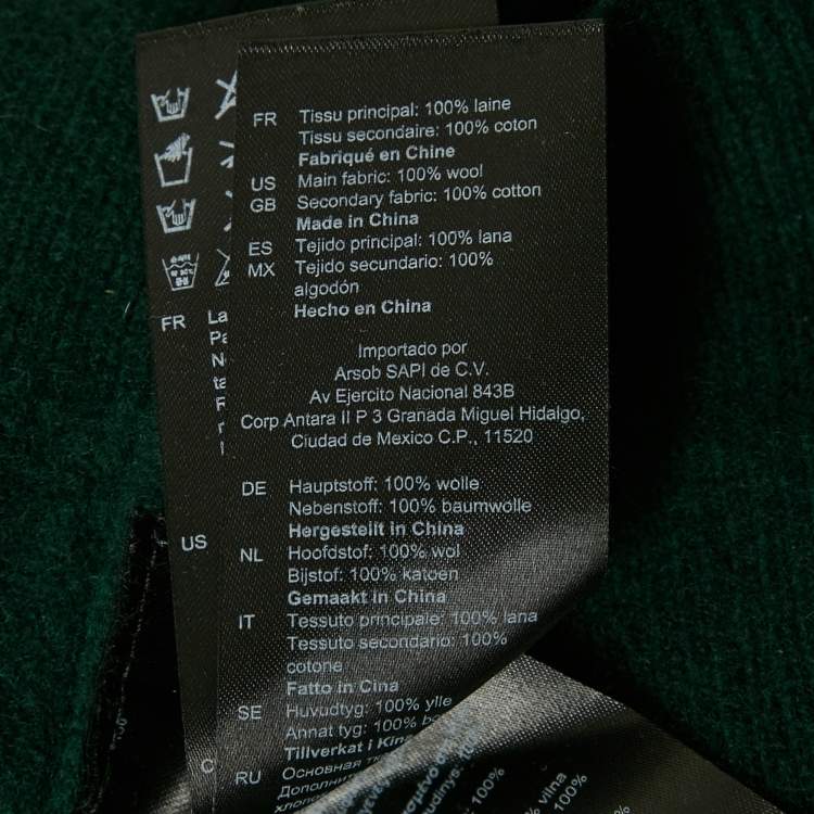 Pre Owned Sandro Green Cotton Trim Wool Fitted Sweater L