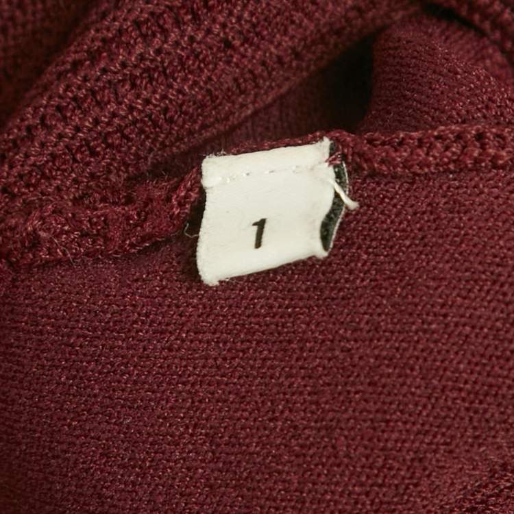 Pre Owned Sandro Burgundy Knit Mini Dress S
