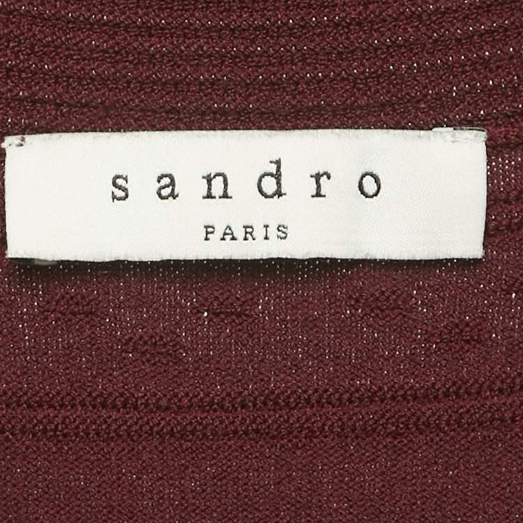 Pre Owned Sandro Burgundy Knit Mini Dress S