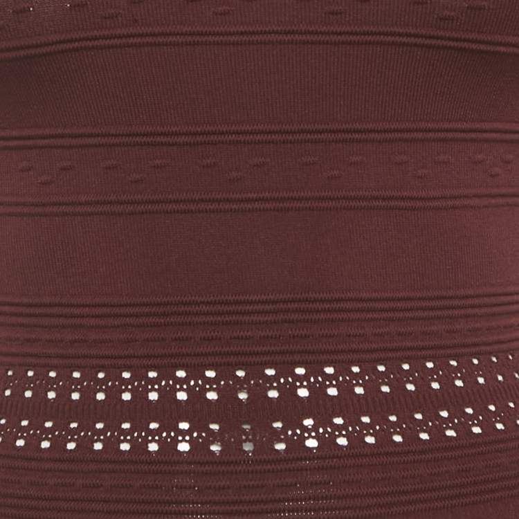 Pre Owned Sandro Burgundy Knit Mini Dress S