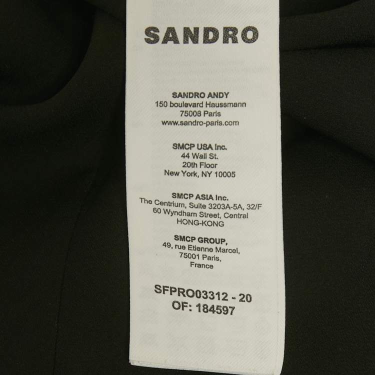 Pre Owned Sandro Black Tweed Embellished Collar Mini Dress XS 