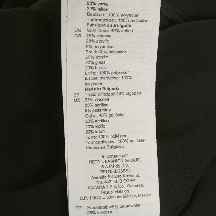 Pre Owned Sandro Black Tweed Embellished Collar Mini Dress XS 