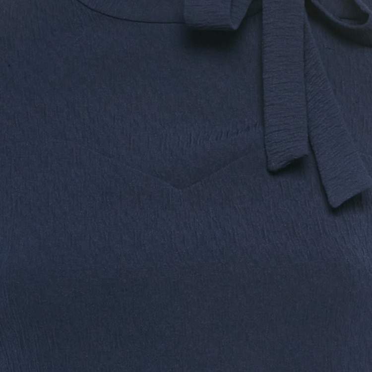 Pre Owned Sandro Navy Blue Crepe Lace Panel Jovane Mini Dress S