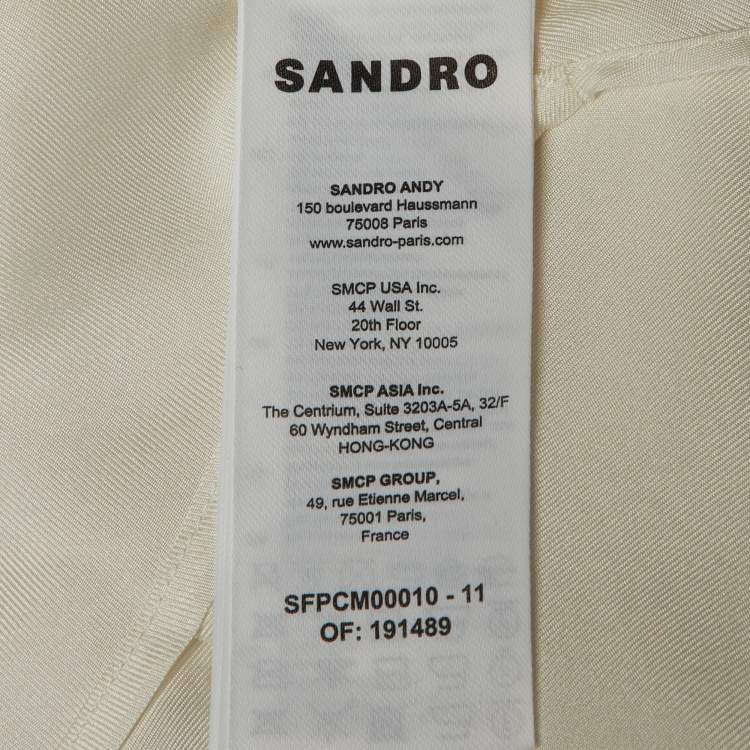 Pre Owned Sandro Beige Tweed & White Satin Shirt , Vest & Pants Set S