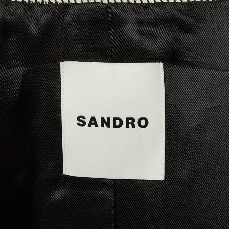 Pre Owned Sandro Black /White Embellished Houndstooth Oversize Blazer XS 