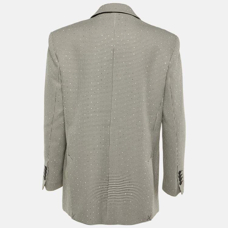 Pre Owned Sandro Black /White Embellished Houndstooth Oversize Blazer XS 