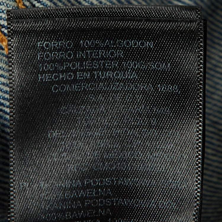 Pre Owned Sandro Blue Plaid Print Denim Jacket S 