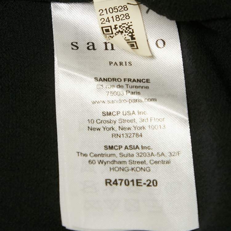 Pre Owned Sandro Black /Beige Crepe Sleeveless Midi Dress L