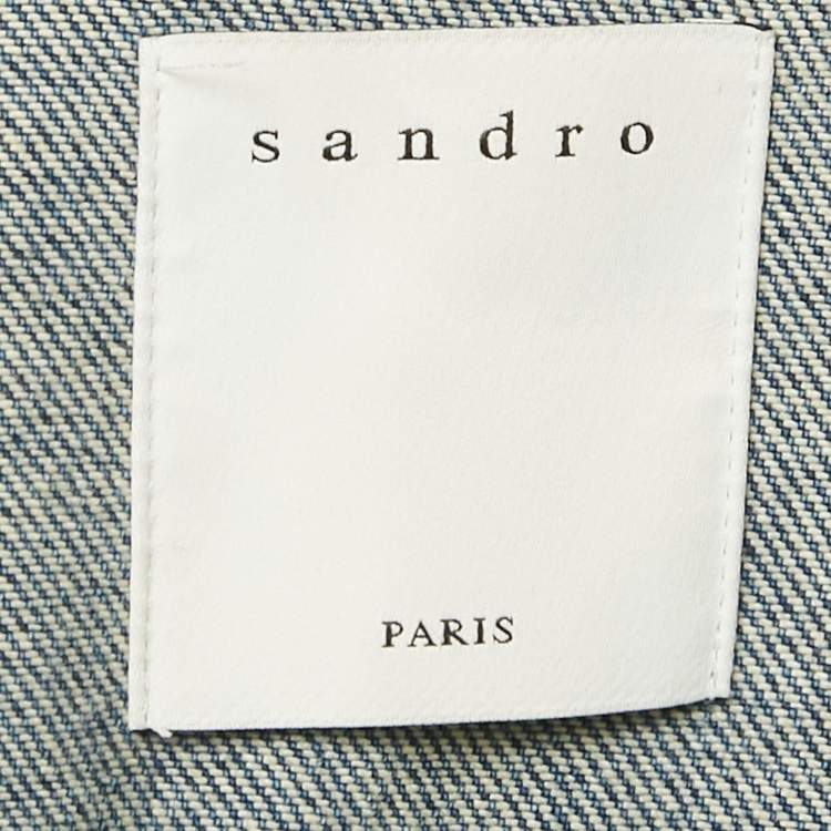 Pre Owned Sandro Blue Beaded Denim Jacket M